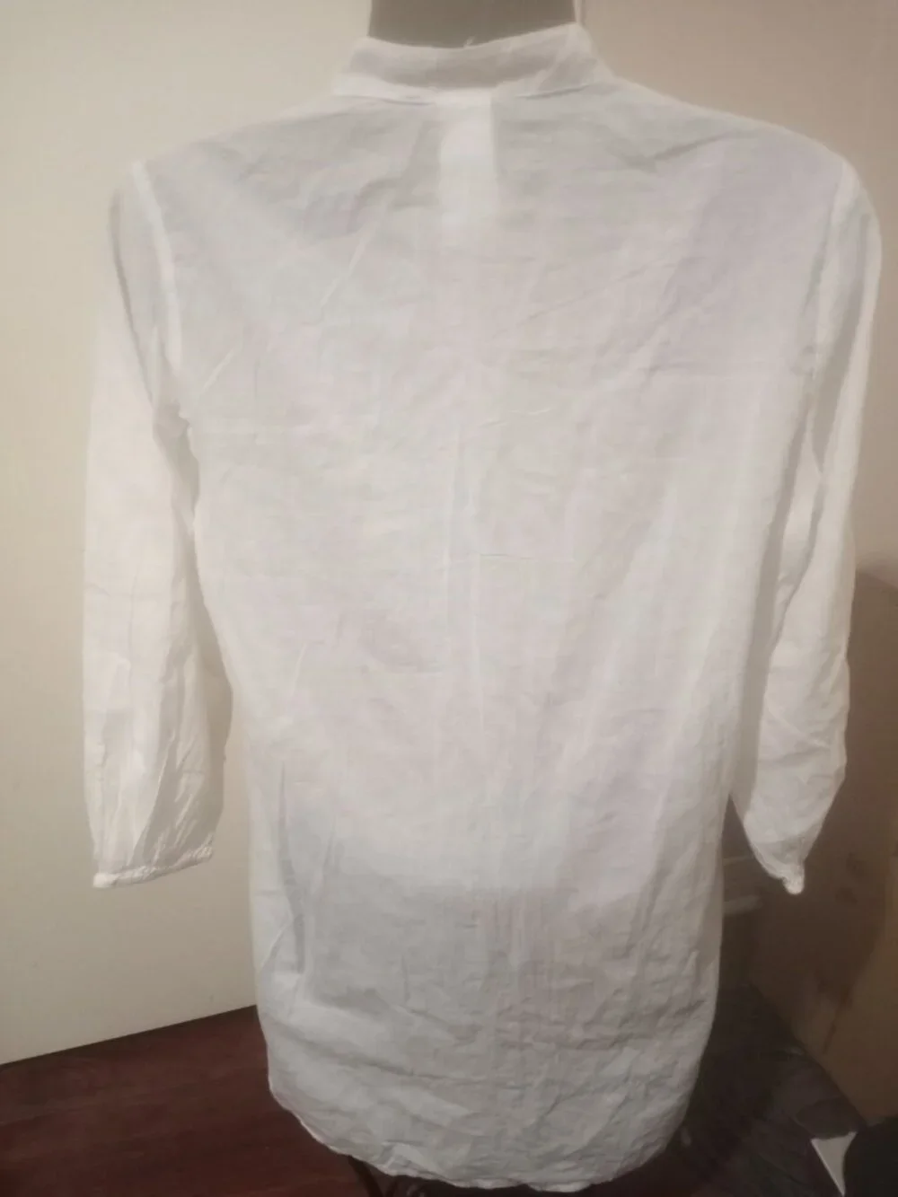 New Lauren Ralph Lauren Woman Blouse Large L White Gauze Pintuck Tunic Top Split - Picture 8 of 13
